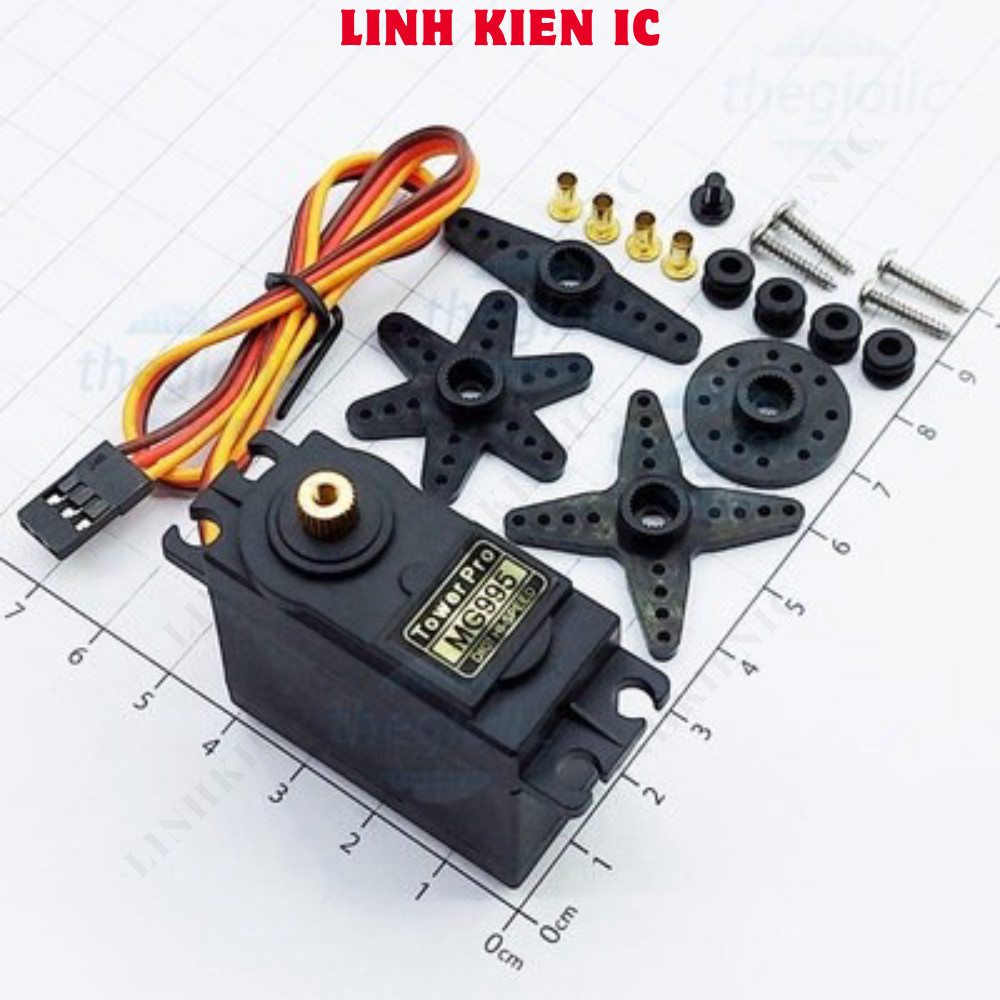 MG995 RC Geared Servo Motor 180 องศา, ฟันพลาสติก, 1 Kg.cm, 4.8 → 7.2 V Linhkien IC