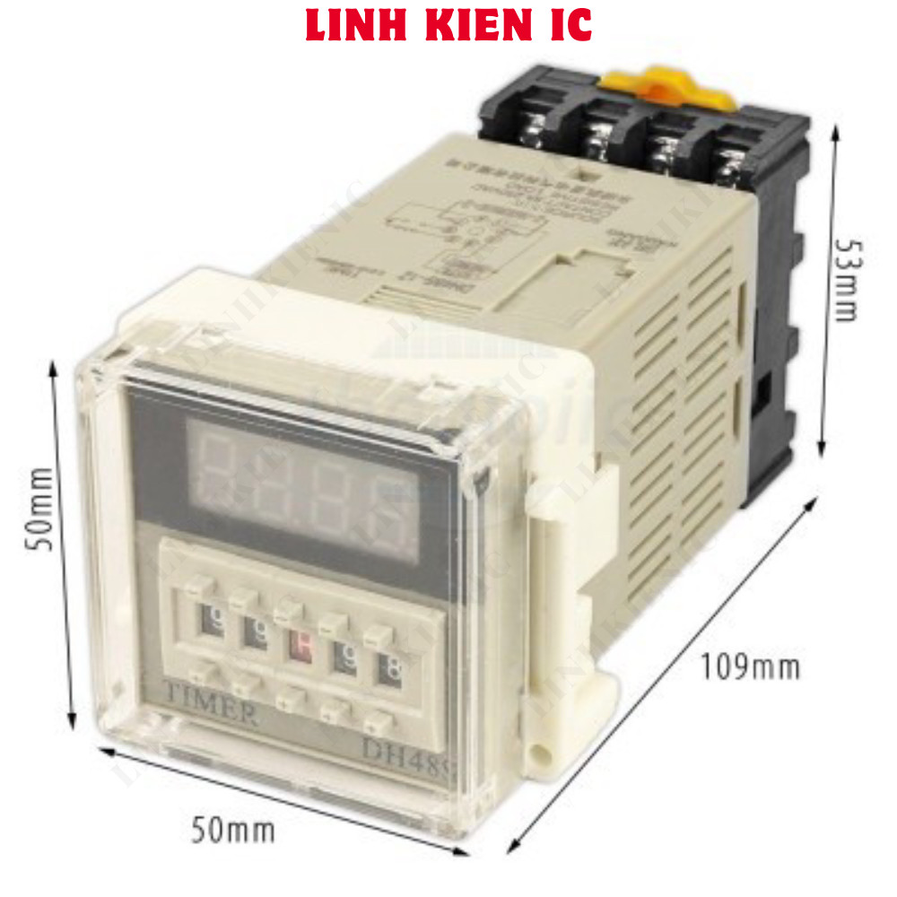 DH48S-1Z รีเลย์เวลา, ตัวจับเวลา 0.01S-99H99M 24V 1NO 1NC พร้อมฐาน IC Linhkien