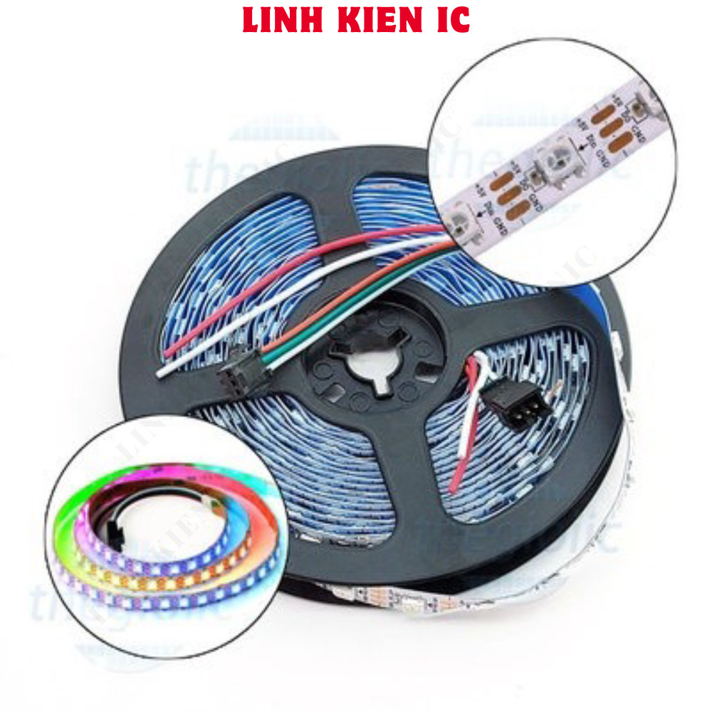 LED Strip Coil 5050 RGB WS2812 60 LED/M 5VDC ความยาว 5m IP65 Linhkien IC