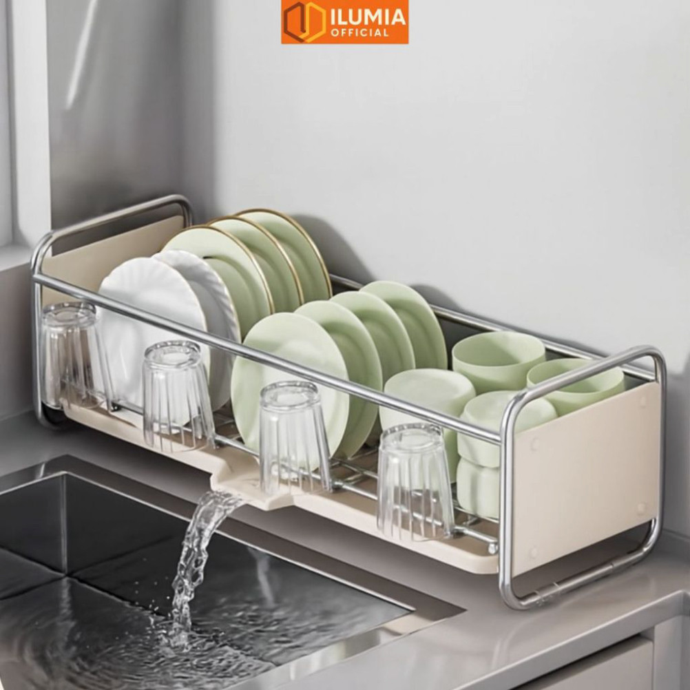 ชั้นวางจานพร้อมถาดระบายน้ําสะดวก คุณภาพสูง ยี่ห้อ ILUMIA - รุ่น GN81