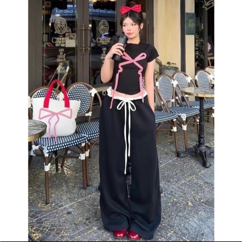 TAM THAI CROPTOP เสื้อยืดสไตล์ LUXURY BIG CARO BOW PK05