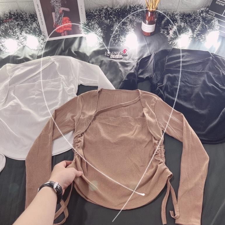 เสื้อยืดปักคอเรียบง่ายพร้อมเชือกรูดสองด้าน RD1