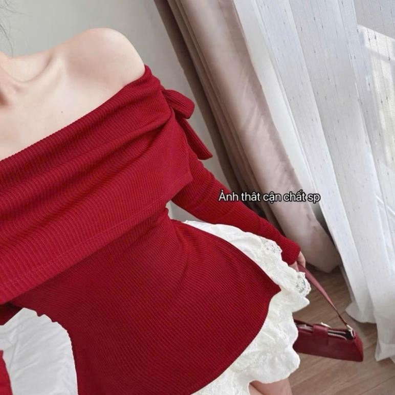 RED FLAT SHOULDER TET DRESS WITH LUXURY SHOULDER STRAPS TO777