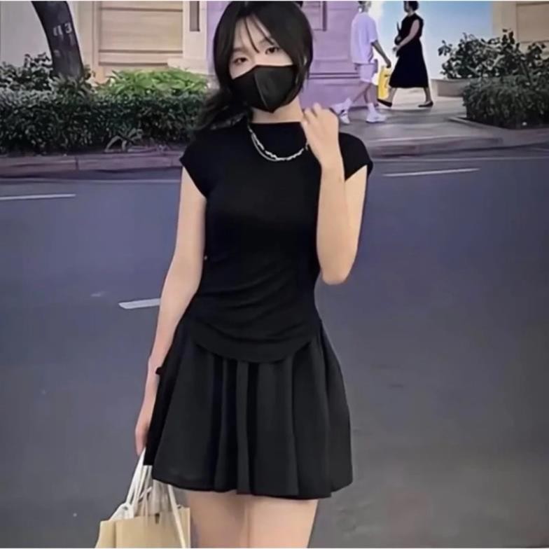 BEAUTIFUL SLIM DRAWBOW DRESS WITH COOL SPRAY SKIRT H88