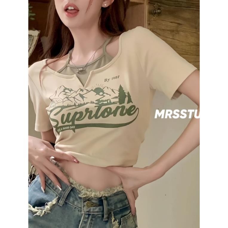 BEAUTIFUL CREAM CROPTOP PRINTED PT2000