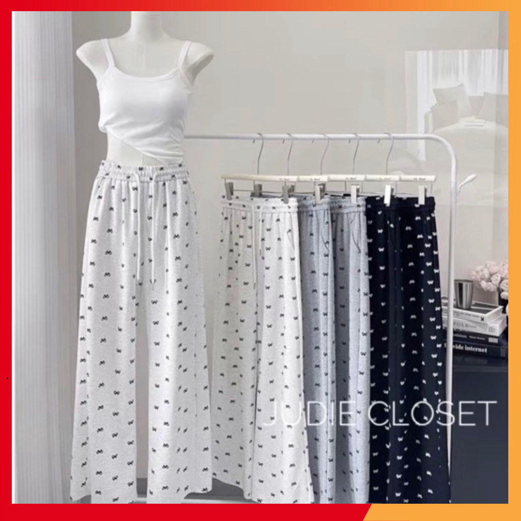 กางเกงขากว้างลาย Cool Bow สําหรับผู้หญิง - ไซส์ S-3XL MA048