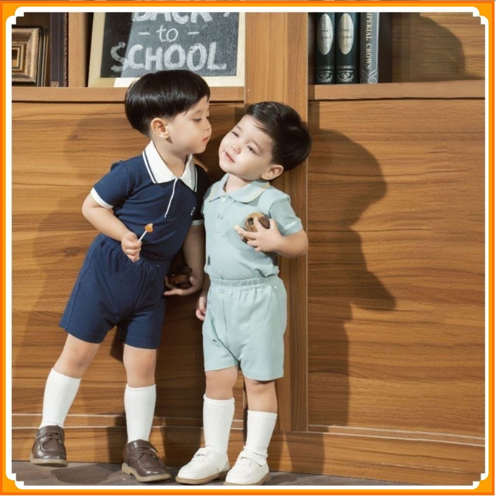 [BU Baby] (6M-5Y) ชุดเสื้อผ้าแขนสั้นคอปกโปโลทําจากใยไผ่ Pony และผ้าฝ้ายออร์แกนิก BPN130308