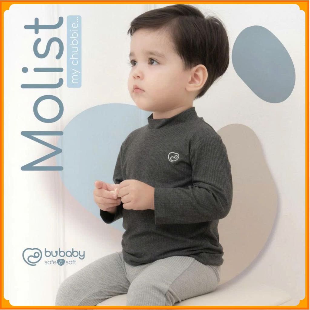 [BU Baby] (12M-4Y) เสื้อเชิ้ตแขนยาวคอเต่าเด็กทําจากใยโอ๊ค - Molist BMD310902 | เสื้อผ้า Bubaby ของแท