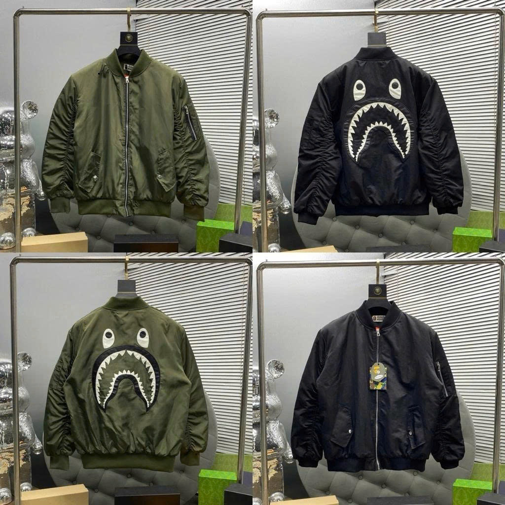 TOP Shark Bomber Jacket 2 ชั้น Windy ปัก Sad Bright Hot Trend 2025 สินค้ากวางโจว