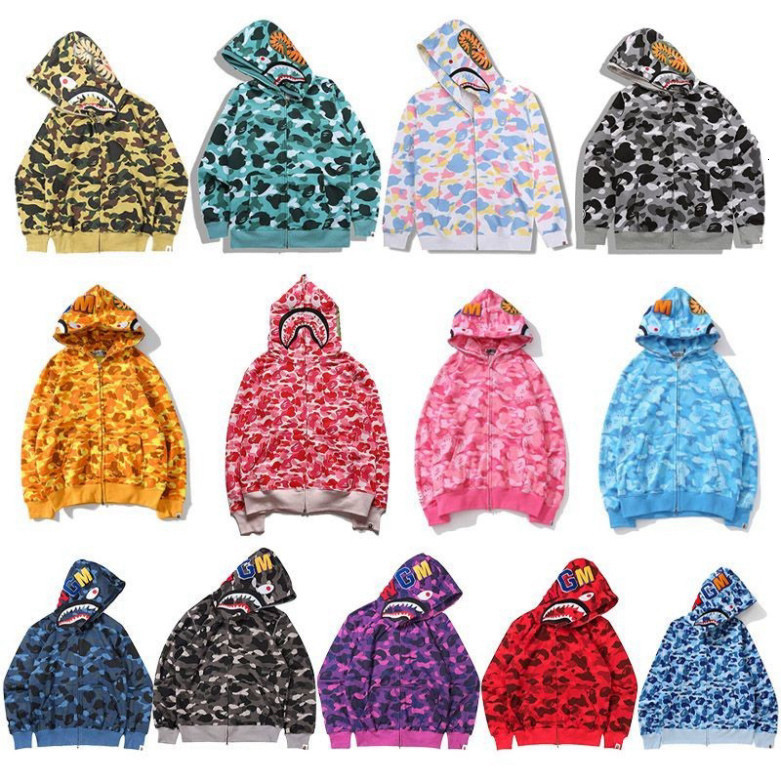 TOP เสื้อฮู้ดมีฮู้ด BAPE Shark พรีเมี่ยมพร้อมซิปและเสื้อฮู้ด