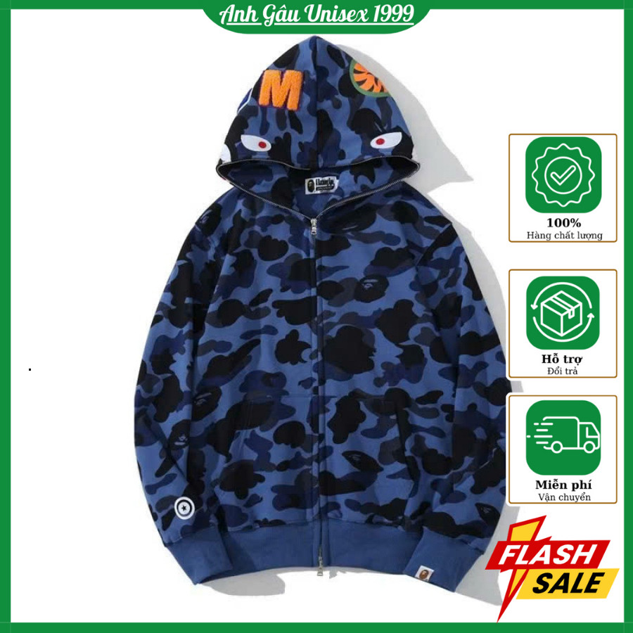 TOP BAPE Shark hoodie Winter Shark Level Warm Zip Jacket 2 หมวก