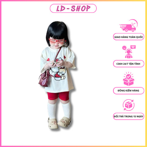 เสื้อยืด Hello kitty เลกกิ้งสีแดงผ้าฝ้ายเนื้อนุ่มสําหรับเด็กผู้หญิง C15 - ldshop98
