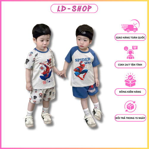 ชุดกางเกงขาสั้น spider-man spidey 2 ชุด สีฟ้าพริกไทย ผ้าฝ้ายยืดนุ่มสําหรับเด็กผู้ชาย - ldshop98