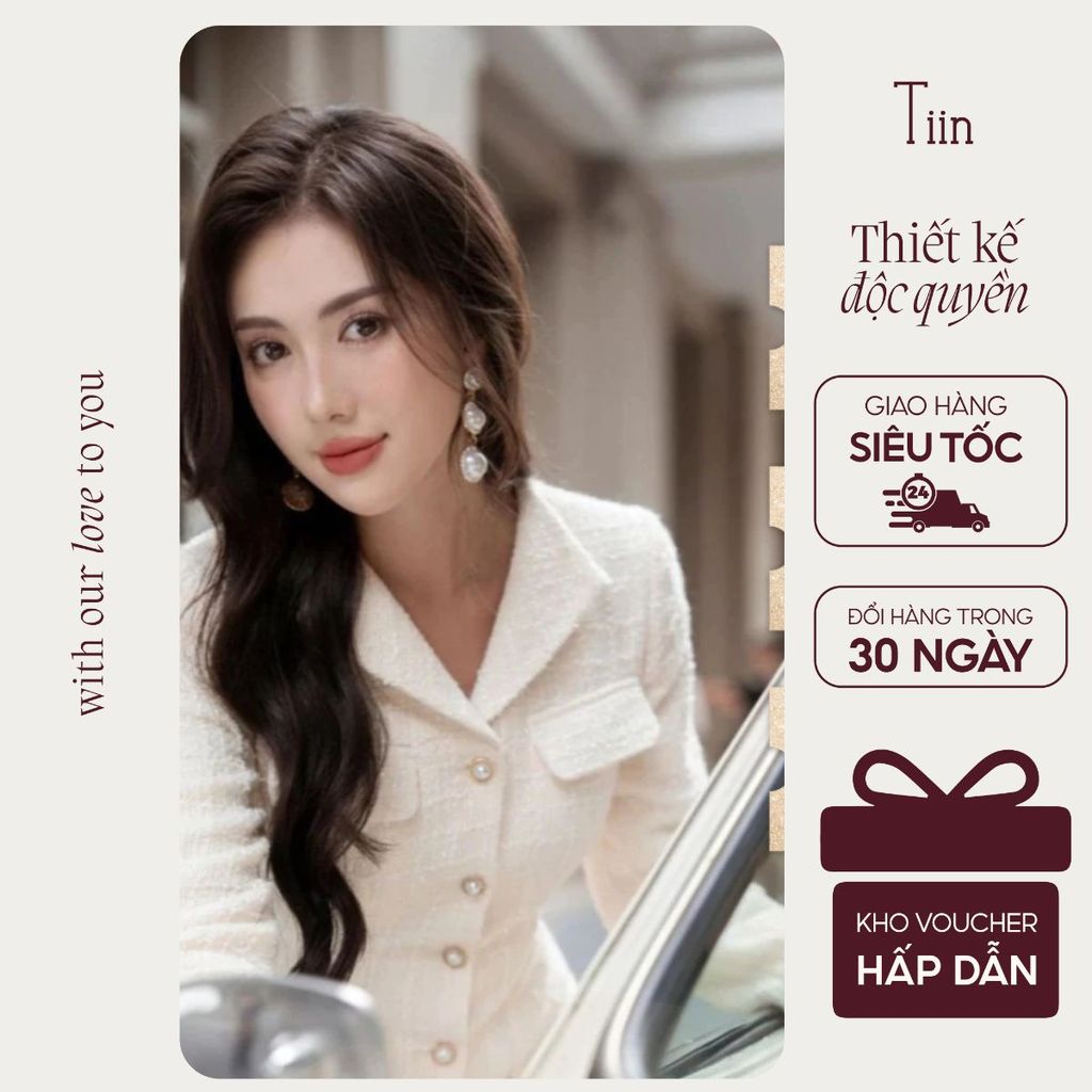 TINSTORE ชุดเดรสคอปกผ้าทวีตเทียมมี2พนัง VDD979