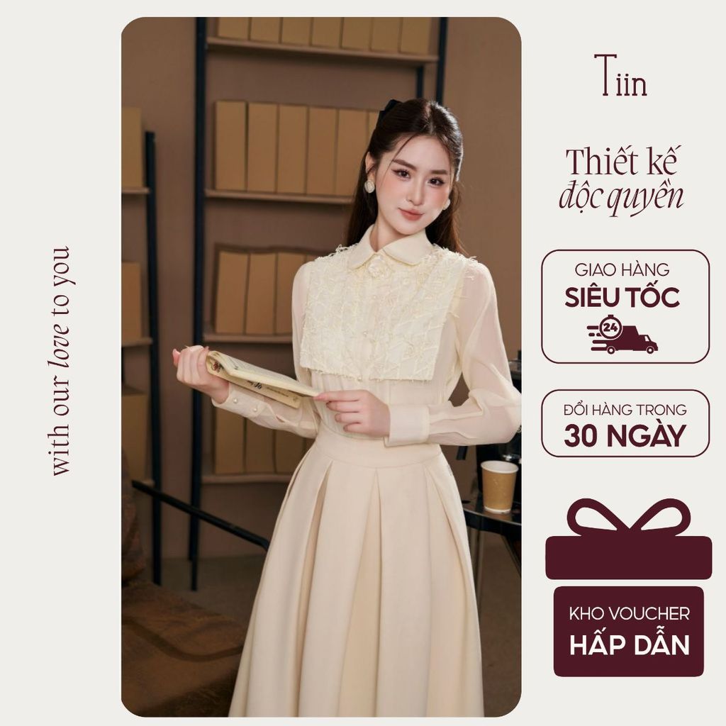 TINSTORE เสื้อเชิ้ตผู้หญิงดีไซน์คอปกเยอรมันหรูหราและลูกไม้ AHD.2503.089