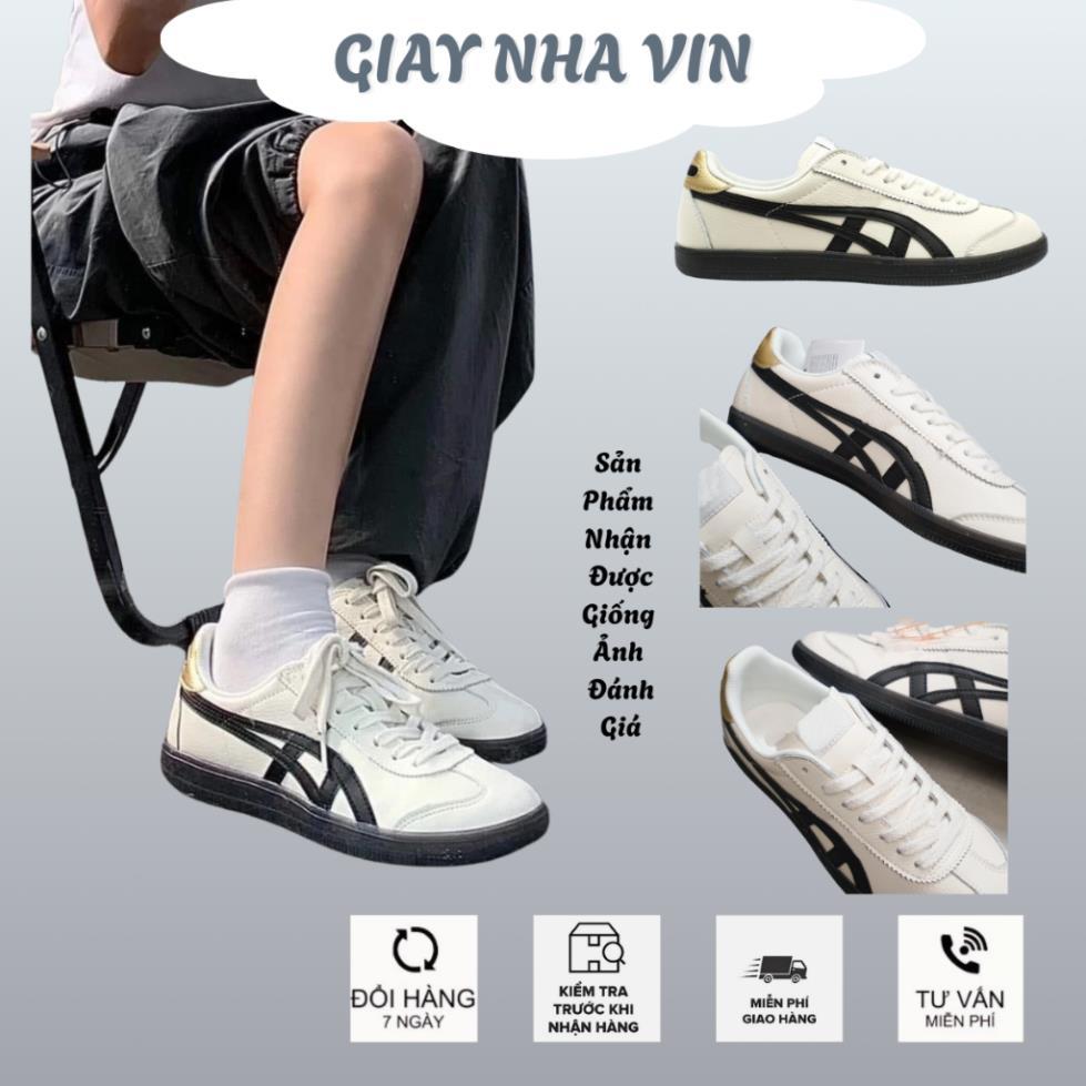 Sneaker Tiger Flat Sole 3cm Moss Green Brown, Yellow Heel ทุกขนาดสําหรับผู้ชายและผู้หญิง, เวอร์ชันให