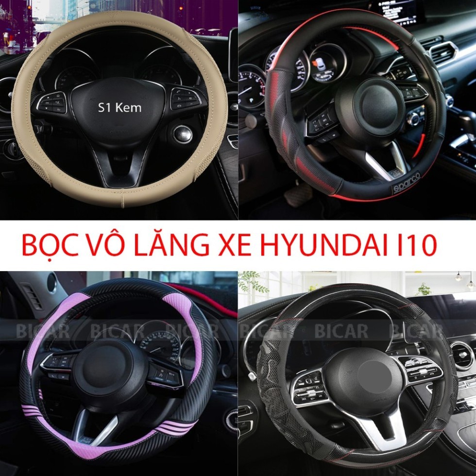 HYUNDAI I10 STEERING WHEEL COVER SIZE 38CM – PREMIUM LEATHER, ANTI-SLIP