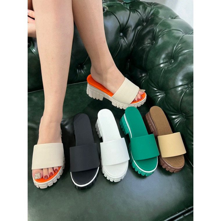 รองเท้าแตะ Pu หยัก (PU8 7.5CM) 5 สี สวยสุดๆ เบา สบาย