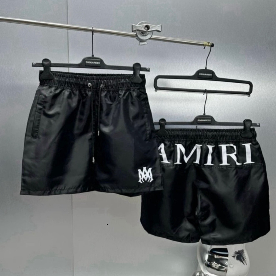 กางเกงขาสั้นต้นขาสีดํา Amiri Premium มีโลโก้พิมพ์ลายสวยมาก