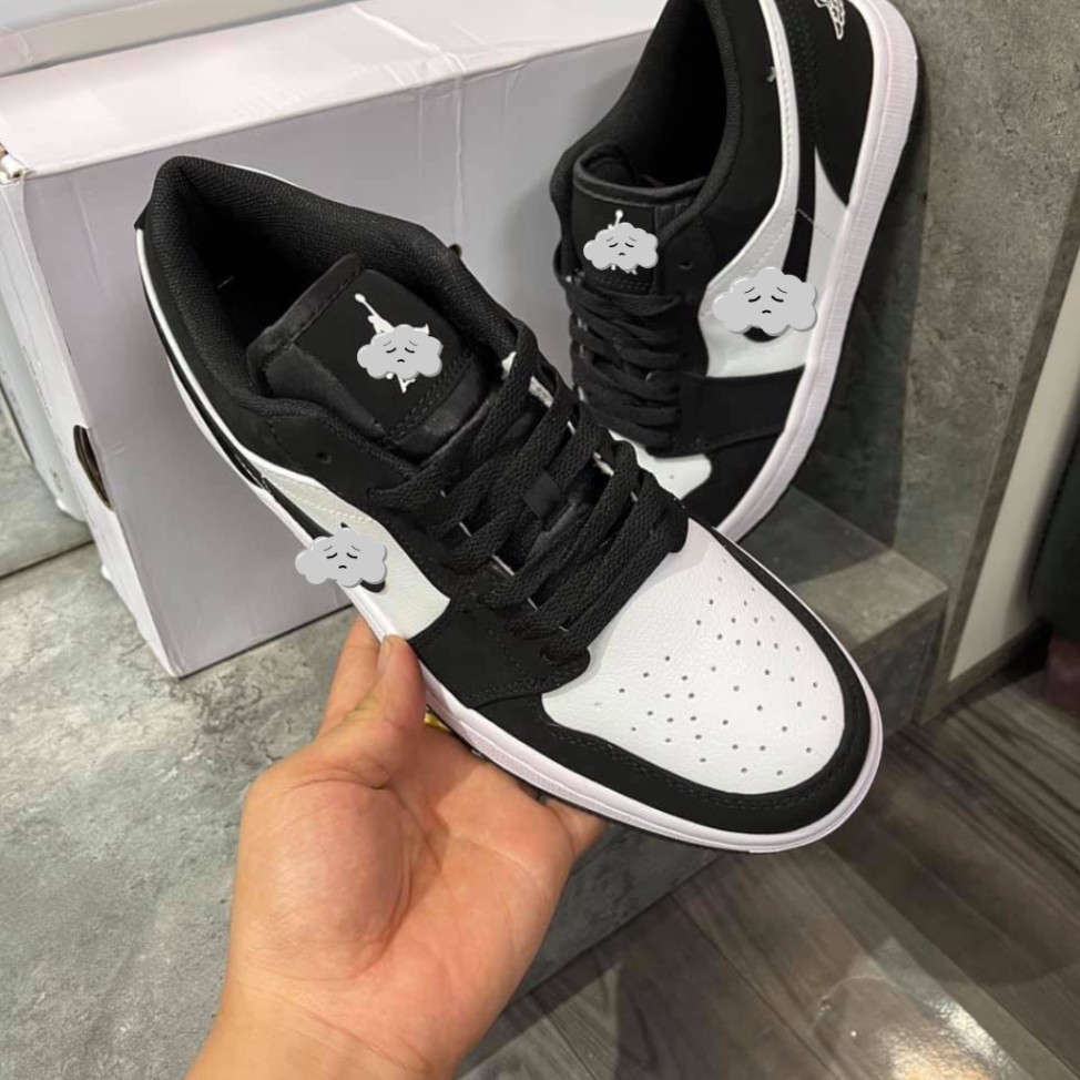 รองเท้าผ้าใบผู้ชายและผู้หญิงรองเท้ากีฬาสีดําและสีขาวตัดต่ําแฟชั่นบิลกล่องเต็ม Dream Sneaker