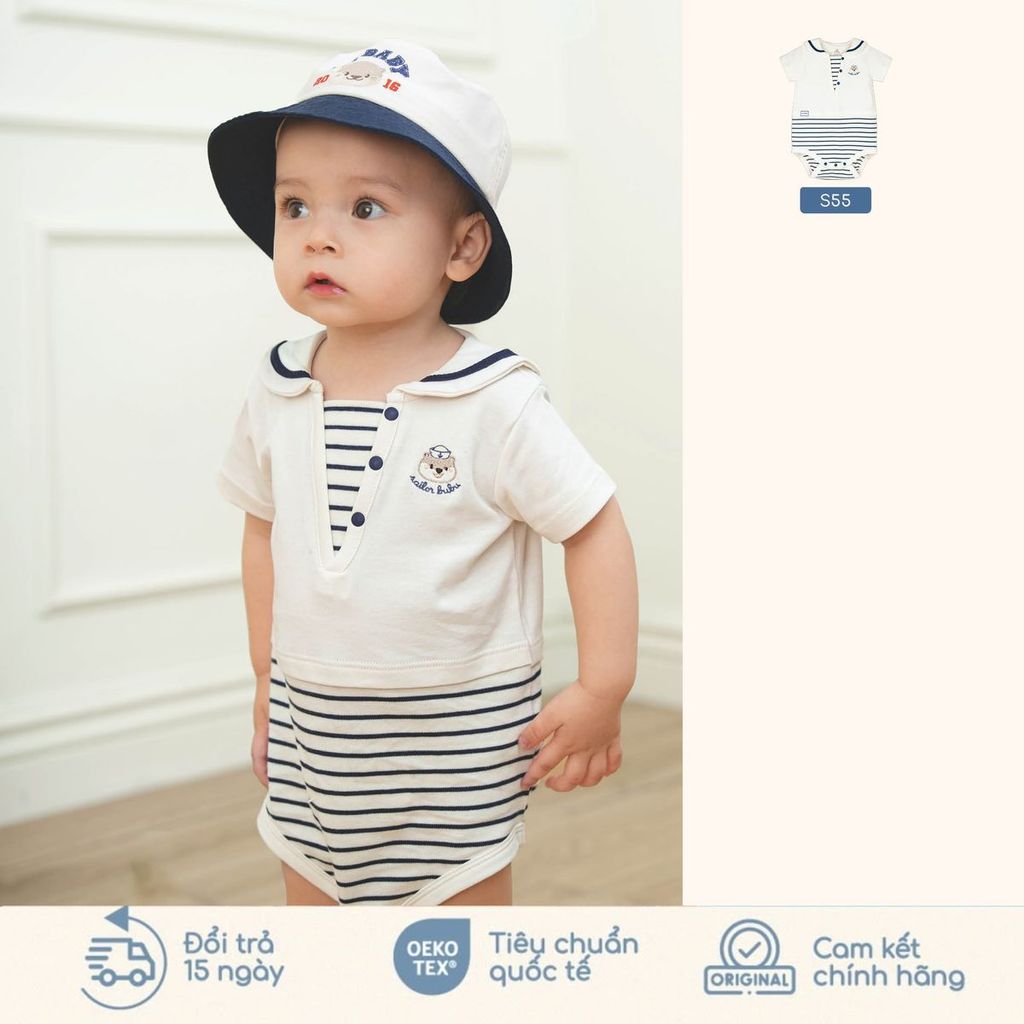 [BU Baby] (0M-12M) Bulbaby Cotton PCT แขนสั้นกะลาสีคอชิป Body235300 | แรกเกิดของแท้