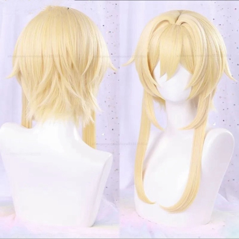 [มีจําหน่าย] วิกผม/วิกผม Lumine and Aether Traveler - Genshin Impact สีเหลือง [Miu Cosplay 01]