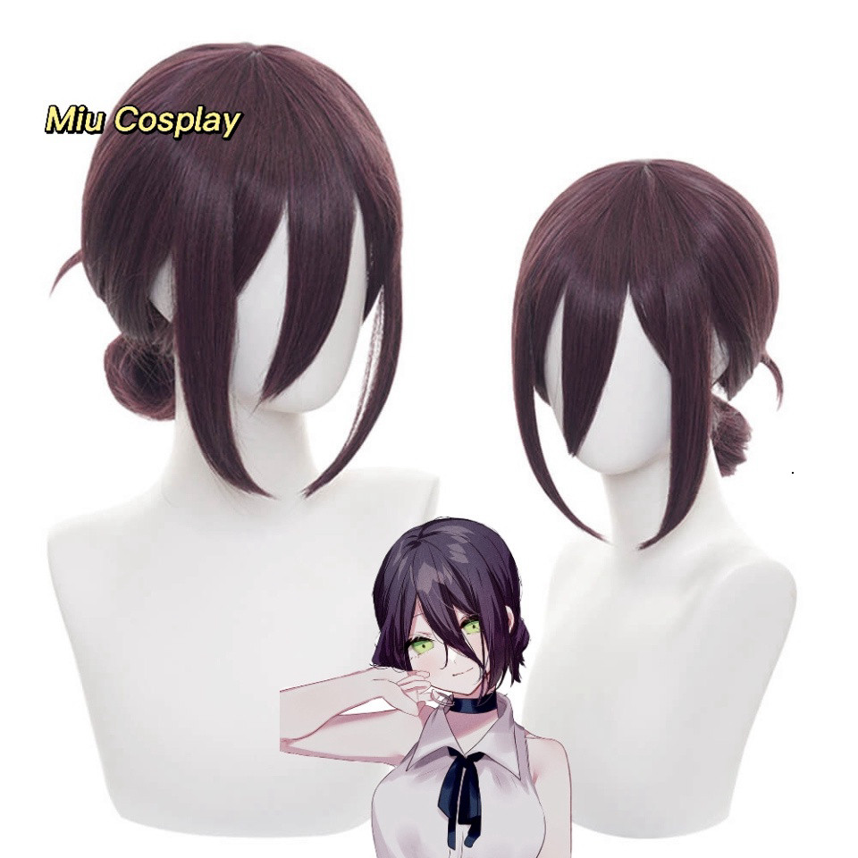[มีจําหน่าย] วิกผม/Cupslay Reze - นักล่าปีศาจ: Chainsaw Man สีม่วงเข้ม [Miu Cosplay 01]
