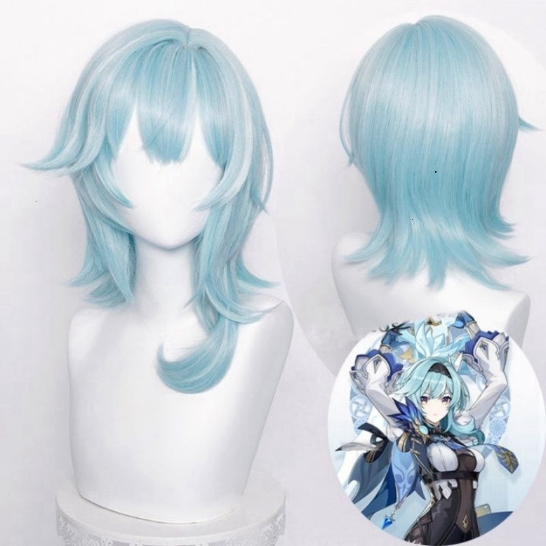 [มีจําหน่าย] วิกผม/วิกผมคอสเพลย์ Eula - Genshin Impact blue [Miu Cosplay 01]