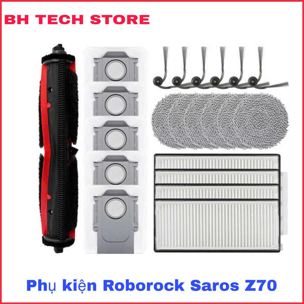 Roborock Saros Z70 Accessory Set.รวม: แปรงหลัก / ผ้าทําความสะอาด / แปรงด้านข้าง / กรองฝุ่น / ถุงขยะ