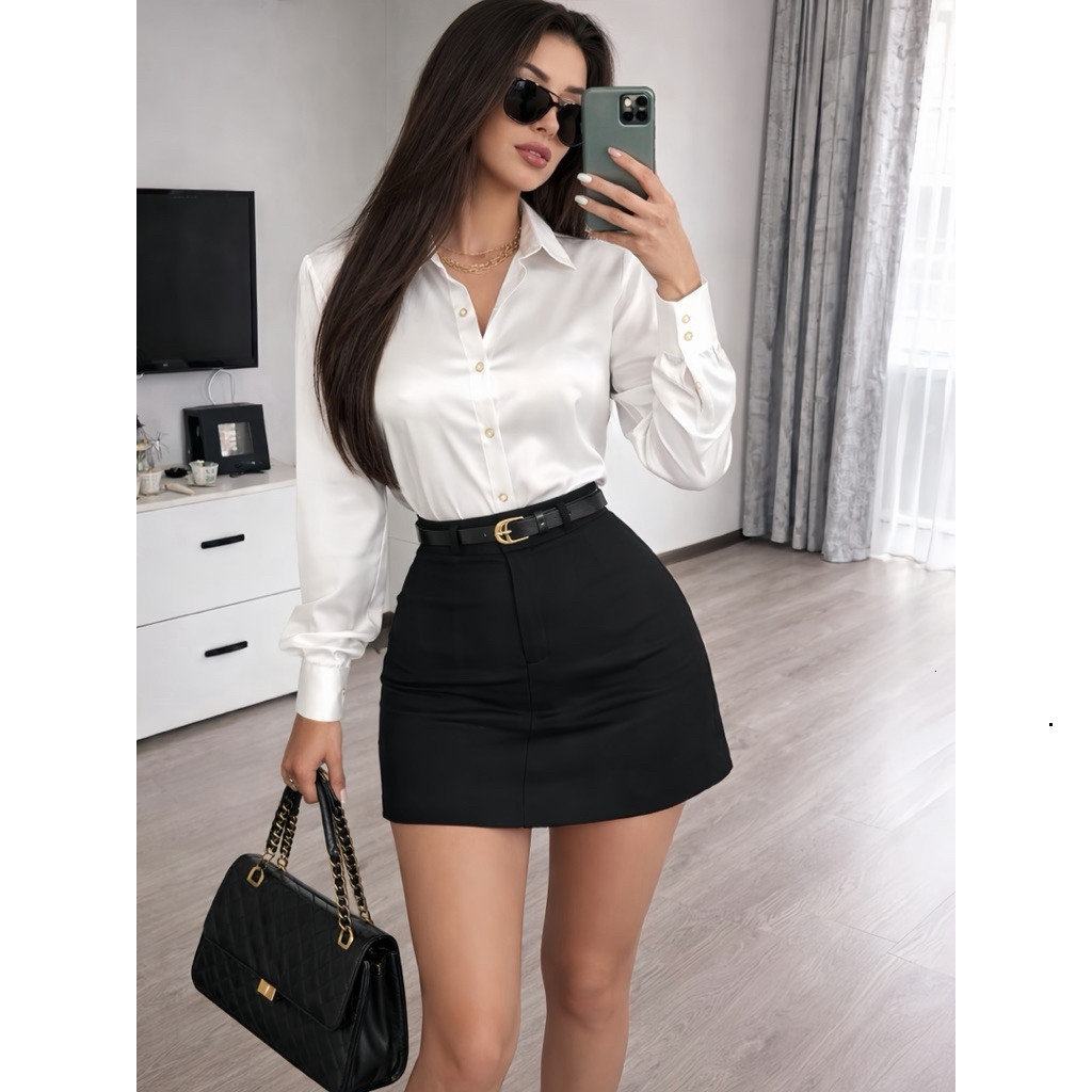 A2 SATIN SILK SHIRT, เสื้อเชิ้ต, OFFICE SHIRT, SILK SHIRT, เสื้อเชิ้ตผู้หญิง