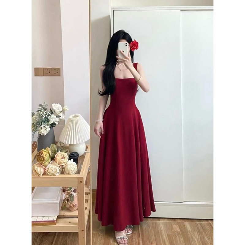 EXTREMELY LUXURY RED DRESS สําหรับงานปาร์ตี้, GOING OUT, WEDDING, LUXURY BASIC DRESS
