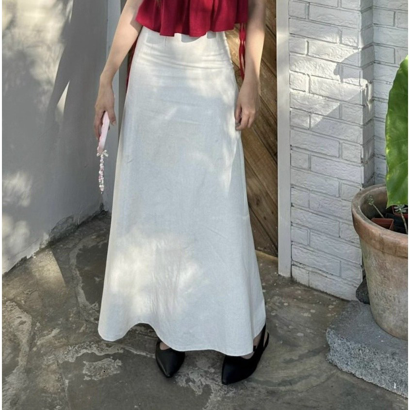 กระโปรงยาวผ้าลินินทรงหางปลาพร้อม Slight Flare ที่ LAM ANH TRAN GARMENT FACTORY