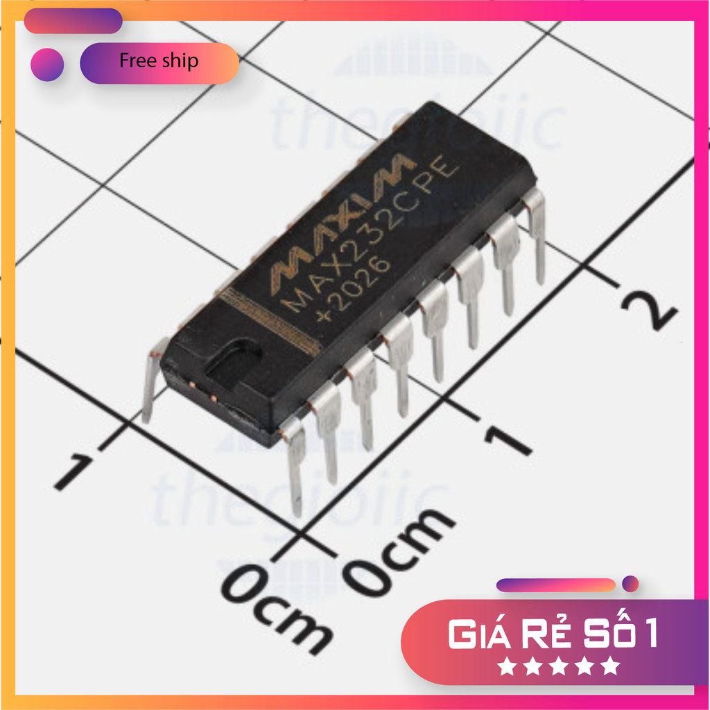 [5 ชิ้น]- เครื่องส่งสัญญาณไลน์ MAX232CPE-CN, ชิปโลก 16-DIP