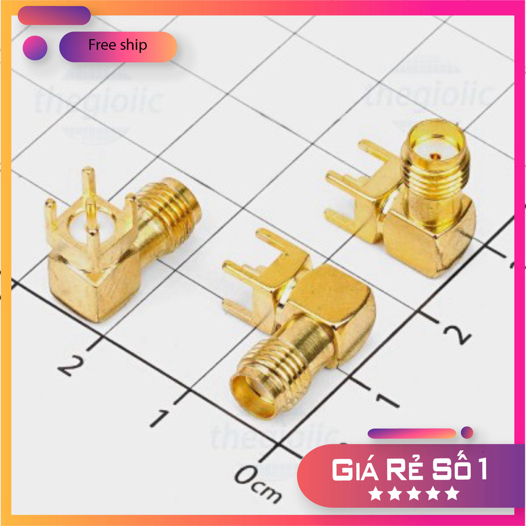 [3 ชิ้น]- SMA-KWE-14.5 SMA หญิง RF ความยาวหัว 14.5 ซม. รูรับแสง 90 องศาบัดกรี PCB World Chip