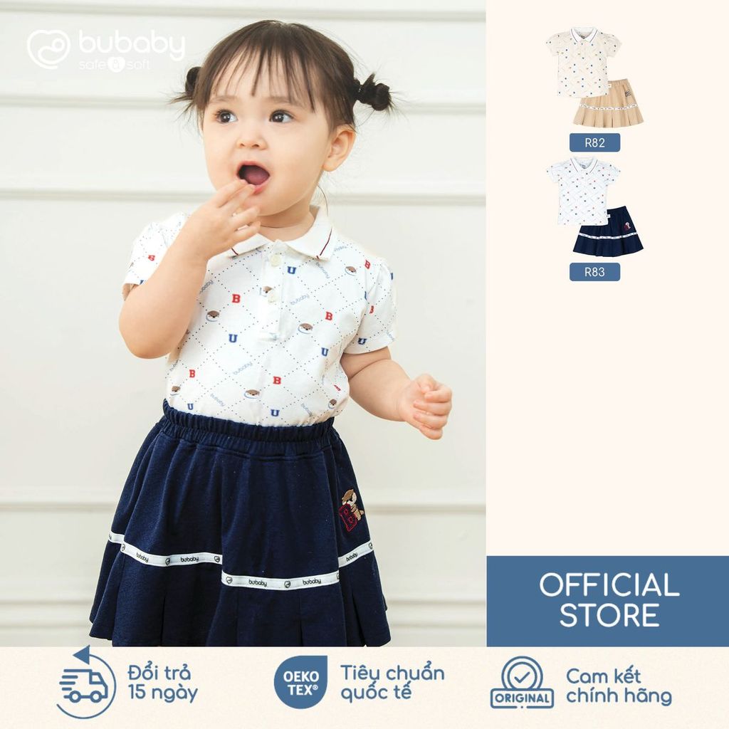 บูเบบี้ บูเบบี้ บูเบบี้ | (12M-5Y) ชุดคอปกโปโลแขนสั้นพร้อมกระโปรงคุณภาพสูงนุ่มเท่สําหรับเด็กผู้หญิง 
