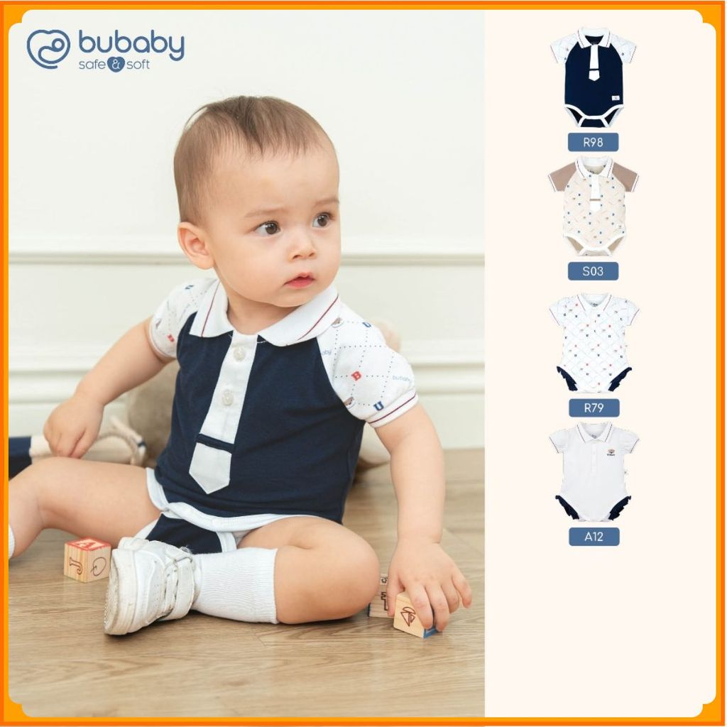 [BU Baby] (3M-12M) ชิปแขนสั้นคอปกโปโลสําหรับเด็กชายและเด็กหญิง Bubaby Pnnie - PPN230 | บอดี้ BU ของแ