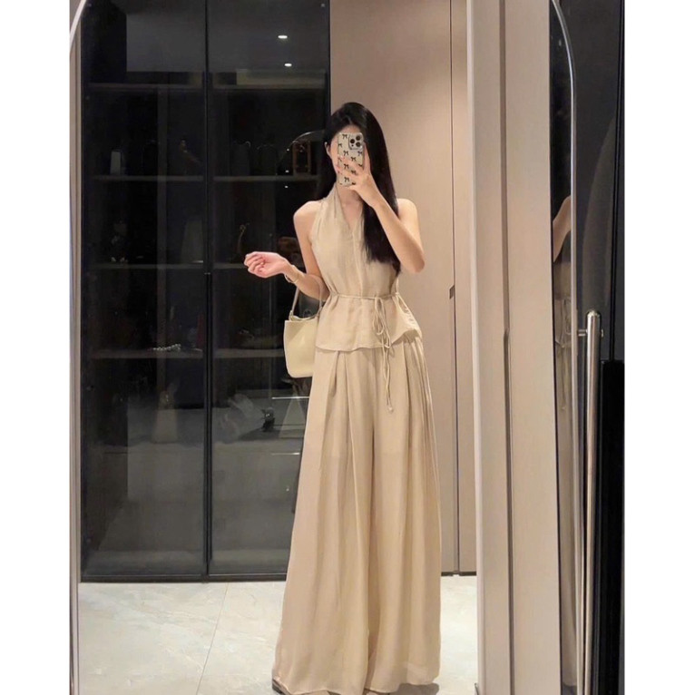 BECHIC SET LIGHTNING DESIGN RUBY RIBBED SET WIDE-LET SET TIGHT WAIST SHIRT WIDE-TUBE ชุดกางเกงยาวสํา