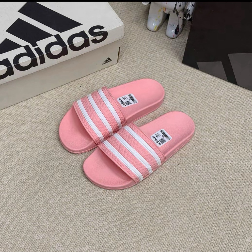 STANDARD SOLES รองเท้าแตะผู้ชาย Adidas 3 Classy Pink Stripes ของแท้ วัสดุสบาย
