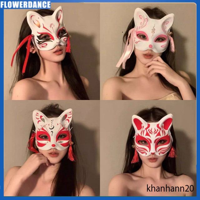 Kitsune Fox Mask คอสเพลย์อะนิเมะ PVC ครึ่งหน้า Pvc หน้ากากแมว