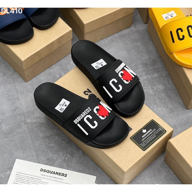 รองเท้าแตะผู้ชายลายสีดําเต็ม ดีไซน์ลายนูนของแท้มาก - DSQ, VS Jean, FENDI, King, LV Hot 2025 รองเท้าแ