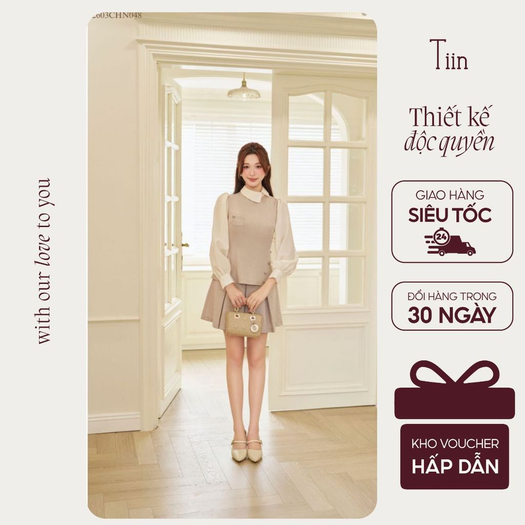 [DEAL 15 พฤษภาคม] TINSTORE เสื้อเบลาส์ผู้หญิงดีไซน์คอปกเยอรมันในทรงพจน์และกระโปรงถ้วยซุปบานหรูหรา 26