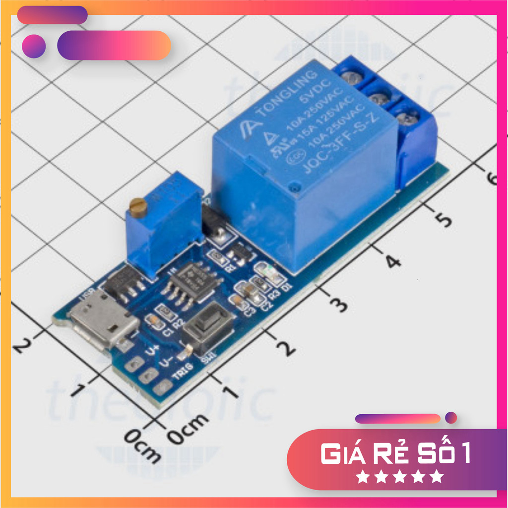 NE555 Timer Relay MicroUSB Circuit 0-24 วินาที Truong Giang 86 ส่วนประกอบ