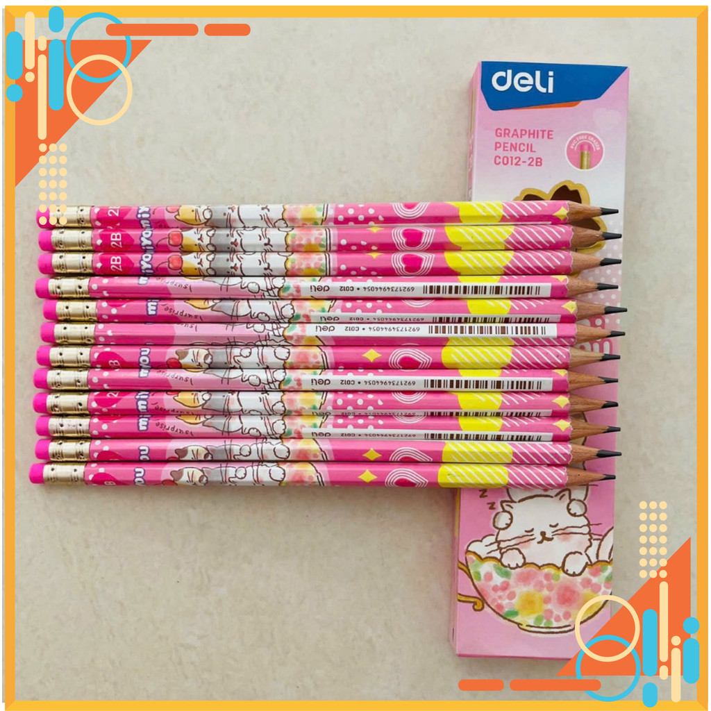 ดินสอไม้ 2B พร้อมปลายยางลบ DELI C012 MIYOU