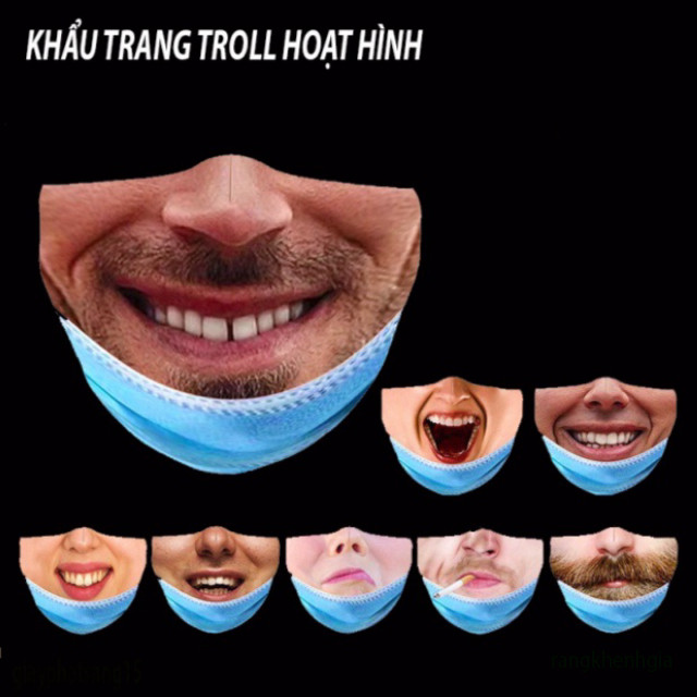 หน้ากากหน้ายิ้มนุ่มผ้า2ชั้นพิมพ์ลายสนุก