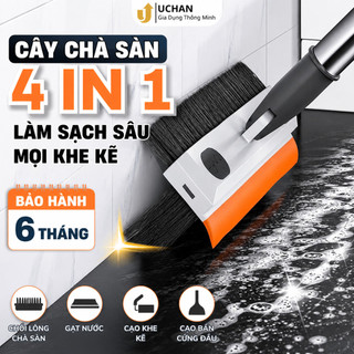 Cây chà sàn nhà tắm Uchan Chổi chà sàn gạt nước sàn nhà vệ sinh đa năng 4in1 cao cấp CS01