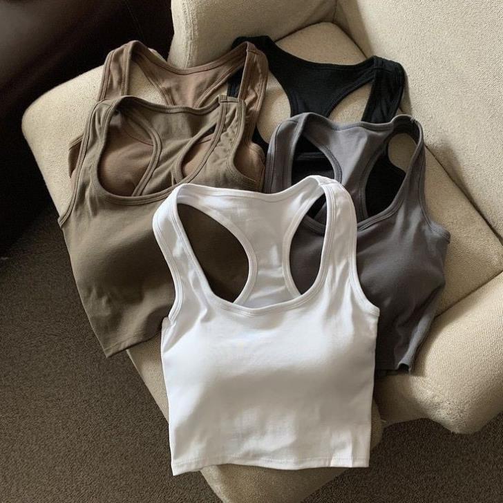 เสื้อกล้ามและเสื้อชั้นในสําหรับผู้หญิงผ้าฝ้ายนุ่มพร้อมแผ่นรองหน้าอกโฟม 1812