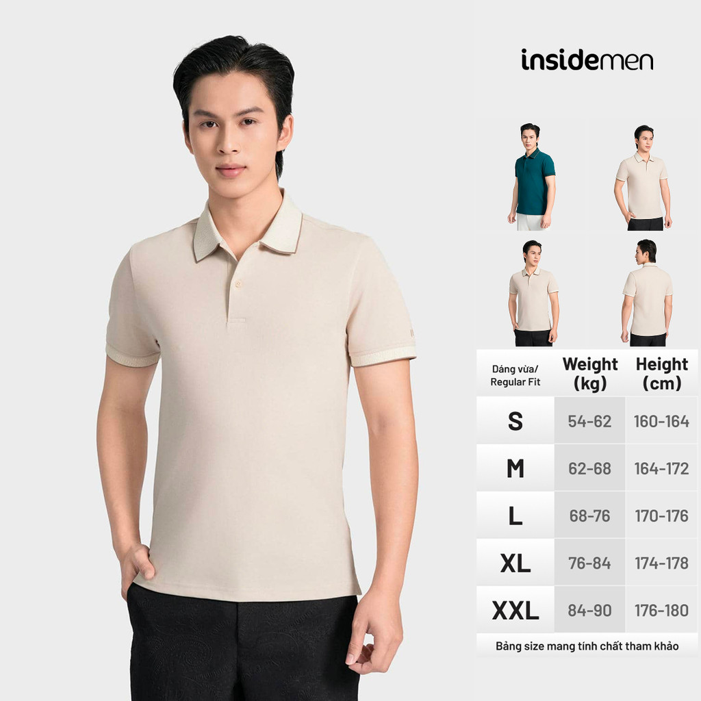 Insidemen เสื้อโปโลผู้ชาย SLIM FIT SLIM FIT คอทอรูปแบบ Soft Cool ดูดซับเหงื่อ IPS209AS0
