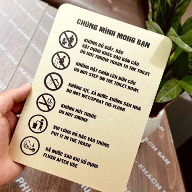 ป้าย RULE, ป้าย TOILET RULE, ป้าย TOILET RULE ผลิตจากคุณภาพสูง DURABLE GOLD ALUMINIUM MATERIAL