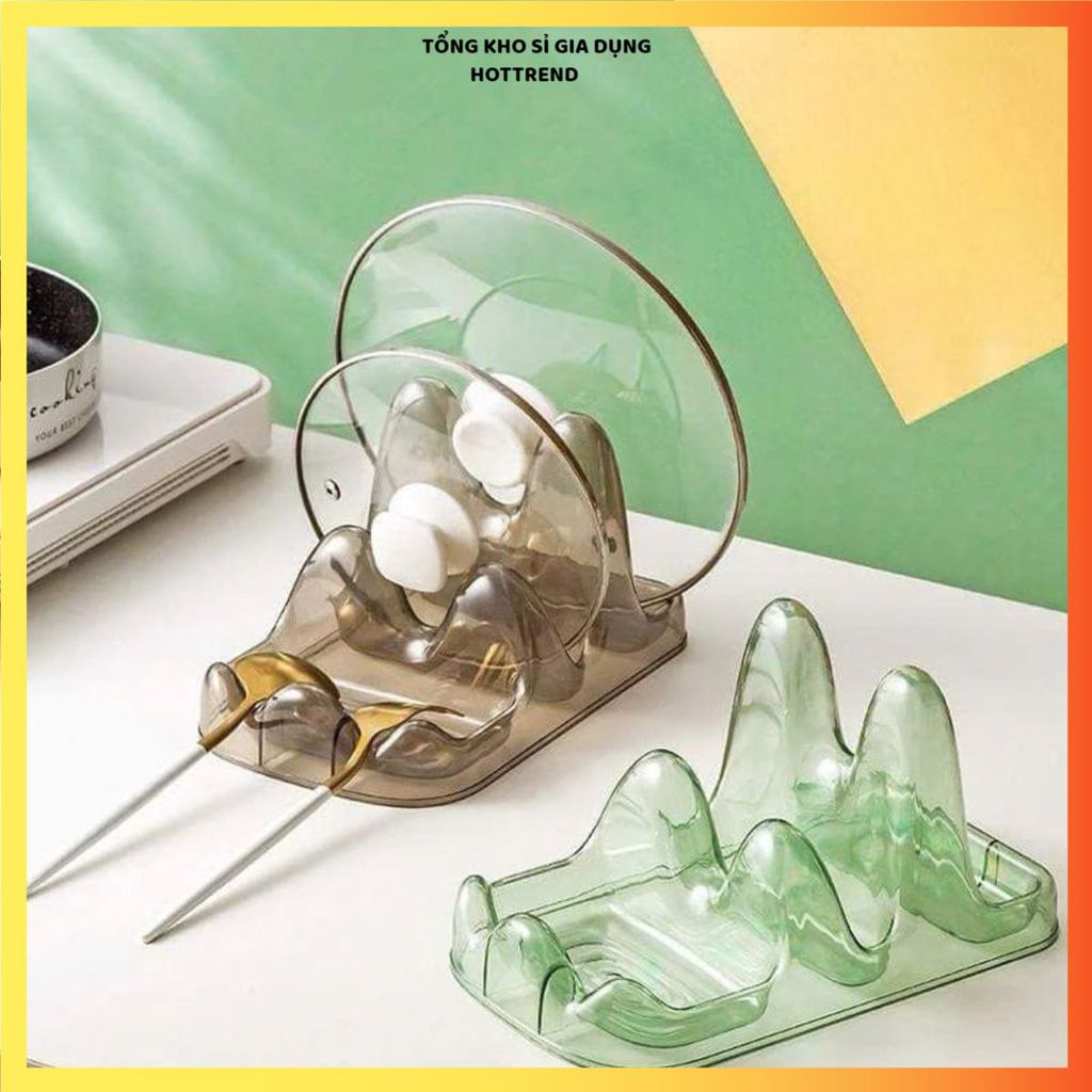 (COMBO of 3) 3 COMPARTMENT POT LID TRAY, SMART ANTI-SLIP COOKING SPOON และ FORK SHELF