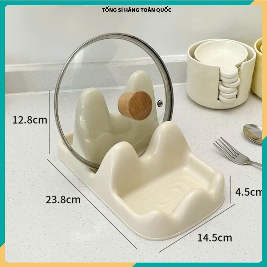 (COMBO of 3) 3 COMPARTMENT POT LID TRAY, SMART ANTI-SLIP COOKING SPOON และ FORK SHELF